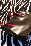 Pre-Owned Flashy Black Handbag With Red Handles